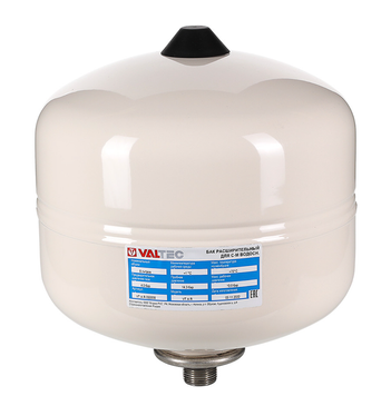 расширительный бак для горячей воды (бойлера) 25 л., Valtec VT.A.R, белый, 10 бар, 70|70&deg;C, 3/4"