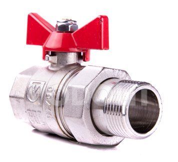 кран шаровый для воды DN 25 с полусгоном (прямой), бабочка, Valtec
