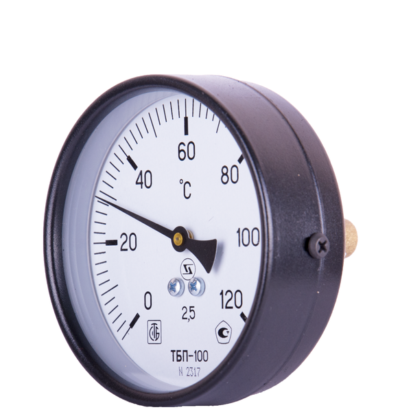 термометр биметаллический осевой ТБ 100, (0+120°), DN 15, ЗТП