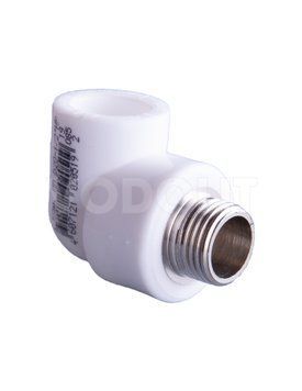 угольник (отвод) с резьбой для пластиковых труб DN 20 х 1/2" НР. , РВК, полипропилен