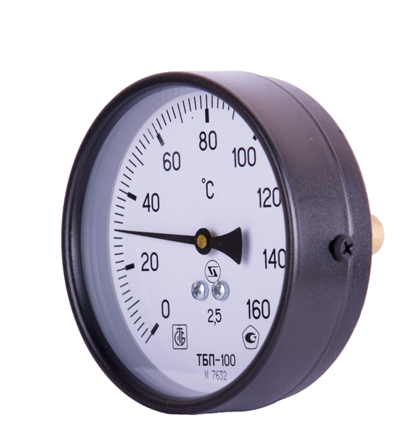 термометр биметаллический осевой ТБ 100, (0+160°), DN 15, ЗТП
