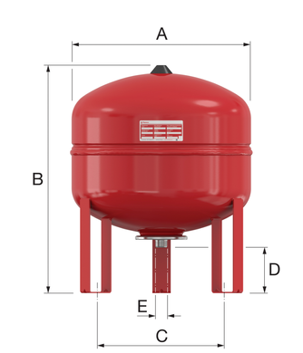 расширительный бак для отопления 35 л., Flamco Flexcon R, красный, 06 бар, 120|70°C, 3/4"