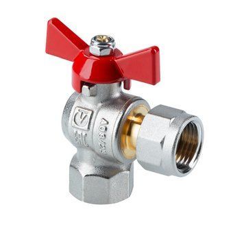 кран шаровый для воды DN 15 с накидной гайкой, ВН.-ВН.,угловой, бабочка, Valtec