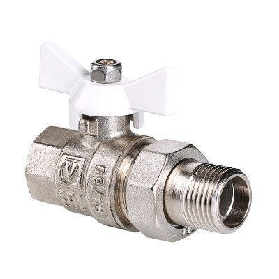 кран шаровый для воды DN 20 с полусгоном (прямой), белая ручка, бабочка, Valtec