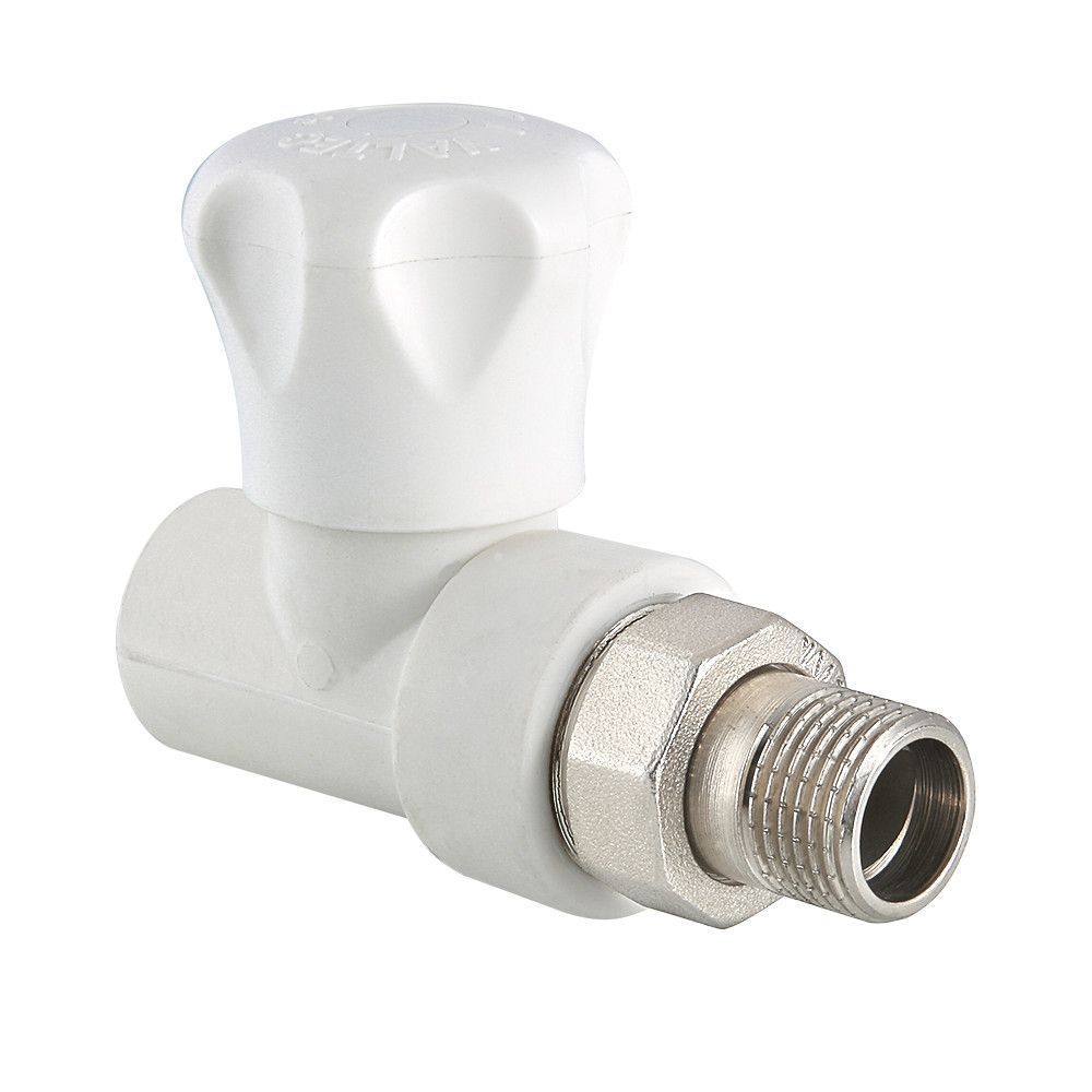 клапан для пластиковых труб DN 20 х 1/2" прямой, со сгоном , Valtec, полипропилен