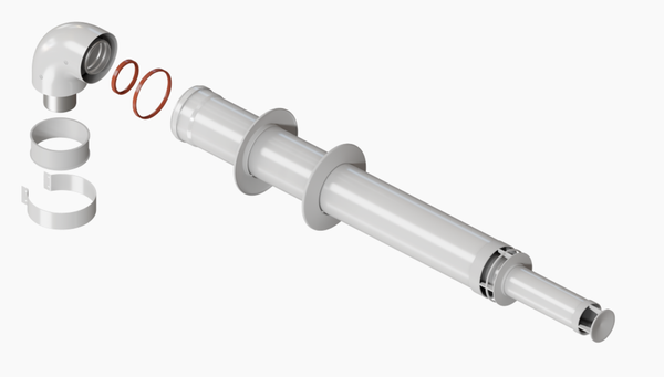 Труба + отвод (комплект) для коаксиальных систем 60|100 мм., Krats, 1000 мм.