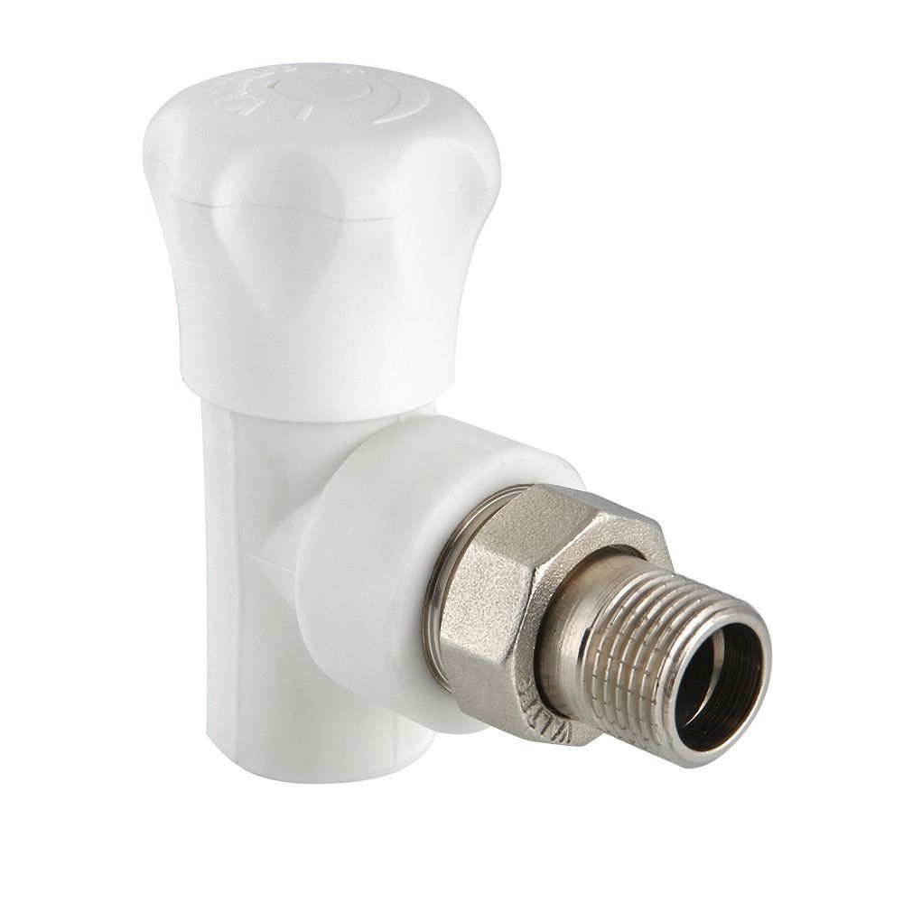 клапан для пластиковых труб DN 20 х 1/2" угловой, со сгоном , Valtec, полипропилен