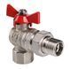 кран шаровый для воды DN 25 с полусгоном (угловой), бабочка, Valtec