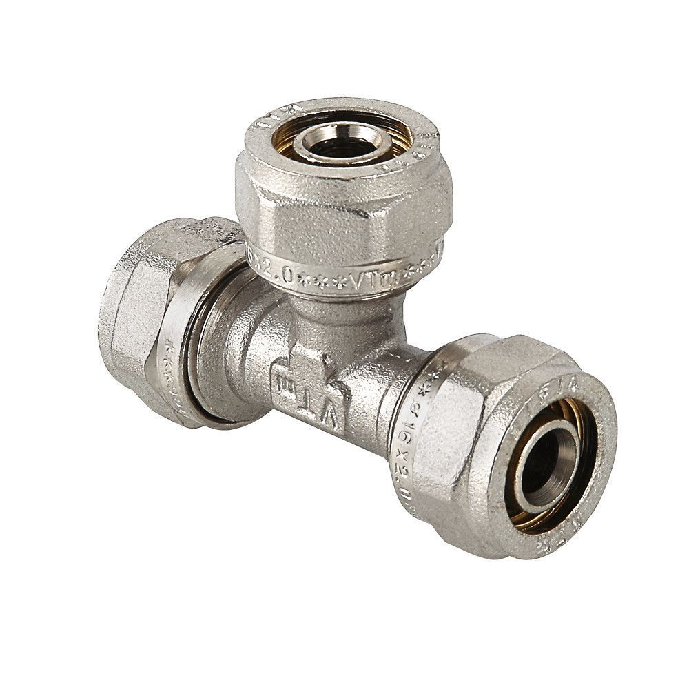 обжим тройник для металлопластиковой трубы DN 20 x 16 х 20 , Valtec